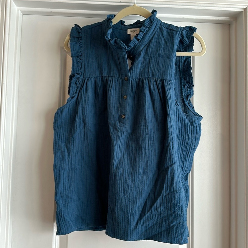 Large blue sleeveless JCrew top